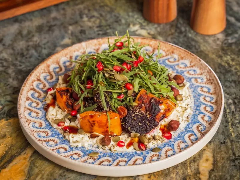 Roasted pumpkin and beetroot